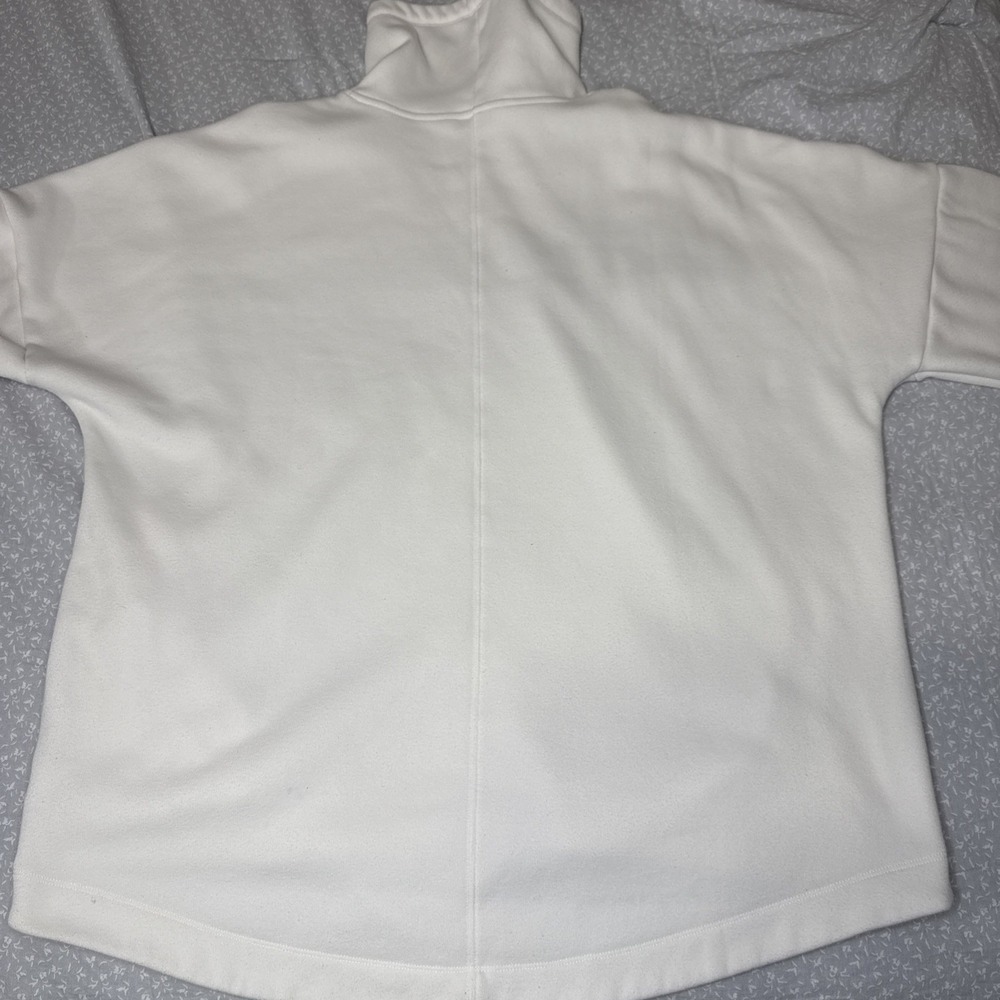 Athleta White Fleece Mock Neck Top XL Oversized Cozy Quiet Luxury Athleisure - Picture 12 of 14